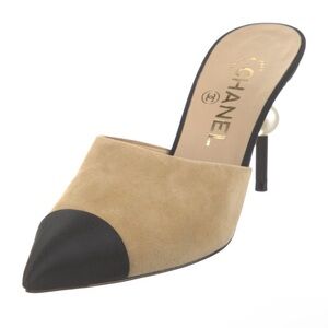 Chanel Tan and Black Mules sz 36